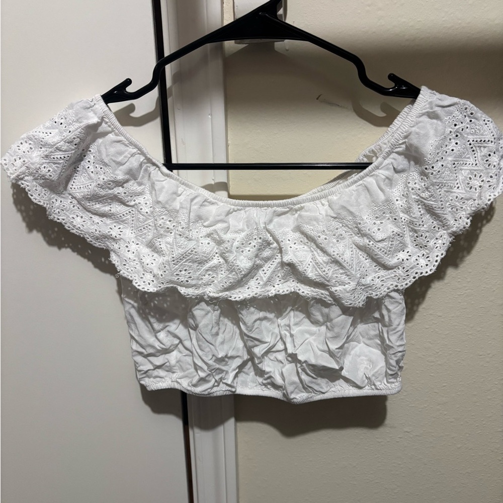 White Eyelet Off-Shoulder Top